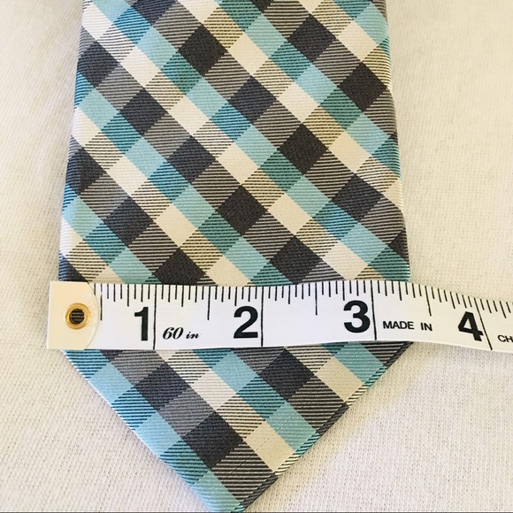 Chaps Blue Black plaid checkered Silk Tie Pattern - Picture 3 of 8